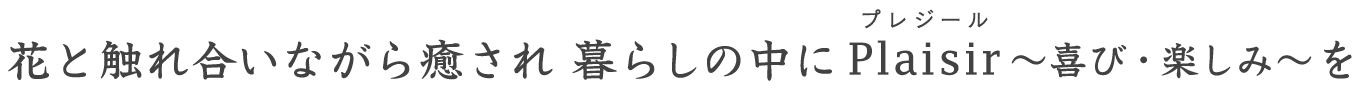 花と触れ合いながら癒され 暮らしの中にPlaisirプレジール～喜び・楽しみ～を